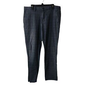OLD NAVY ULTIMATE FLEX BUILT-IN FLEX GRAY BLUE PLAID PANTS MENS 36X32